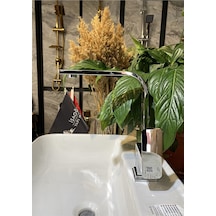 İsaoğlu Yapı Lavabo Bataryası Kare Tasarım Yüksek Model Banyo Lavabo Musluğu 360 Derece Hareketli Batarya Gümüş