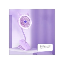 Mandallı Bebek Arabası Fanı Şarjlı Led Işıklı Klipsli Vantilatör Masaüstü Soğutucu Fan