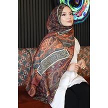 Paisley Desen Kahverengi Soft Pamuk Şal Çikolata Çok Renkli
