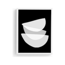 Beyaz Ahşap Çerçeveli Minimal Geometrik Desenli Tablo - Beyaz Huhu1086