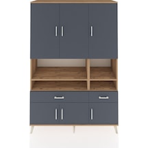 Hyperion Dolap 8 Raflı 2 Çekmeceli 6 Kapaklı 132x44x195 Çam-antrasit/antrasit Antrasıt/antrasıt