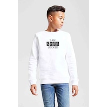 Tshirthane Sherlock I Am Sher Locked Baskılı Unisex Çocuk Beyaz Sweatshirt Beyaz