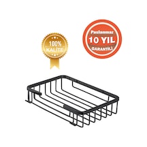Çelik Banyo Paslanmaz Pirinç Mat Siyah Tekli Taci 22x15 Cm Şampuanlık Banyo Rafı Siyah