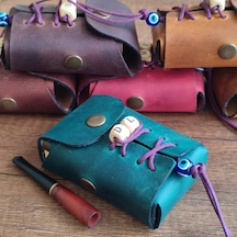 Sumerian Leather Craft Deri Sigara Kılıfı Kişiye Özel Yeşil