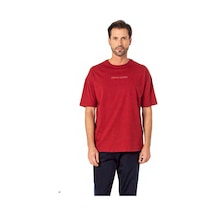 Pierre Cardin 6086 Erkek Kısa Kollu Bisiklet Yaka Oversize Pijama Takım-bordo Bordo