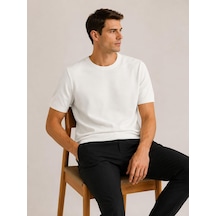 Classics Men Turbulance Slim Fit Erkek Kısa Kol Triko Tişört 7675 Beyaz
