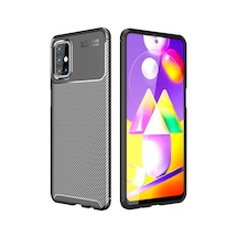 Zhd Samsung Uyumlu Galaxy M31s Kılıf Focus Karbon Silikon Siyah