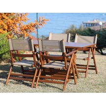 Marmaris Katlanır Ahşap Bahçe Balkon Seti 80X120 Masa, 4 Sandalye