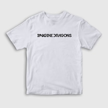 Presmono Unisex Çocuk Logo Imagine Dragons T-shirt Beyaz