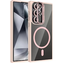Joko Samsung Galaxy Uyumlu  S24 Ultra Remim Lensli Magsafe Standlı Kapak - Pembe
