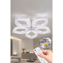 Yonca Model Beyaz Kumandalı 5"li Ledli 3 Renk Modu Kristal Salon Mutfak Yatak Çocuk Odası Avize