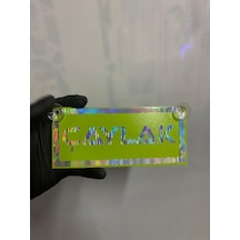 Yeşil Renk Üzeri Hologram Renk Çaylak Yazılı Vantuzlu Cam Süsü
