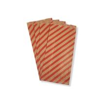 Roco Paper Kırmızı Çizgili Şamua Kraft Körüklü Kese Kağıdı 1 KG 15 x 33 CM