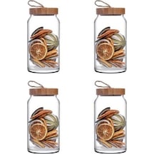 Paşabahçe 43593 Woody Bambu Kapaklı Kavanoz 4 Adet