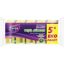 Parex Klasik Yeşil Oluklu Sünger 5'li Eko Paket 4 Adet
