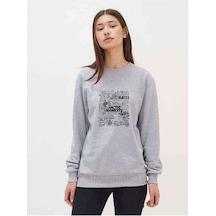 Arctic Monkeys Songs Baskılı Gri Kadın Sweatshirt (534816064)