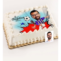 Kişiye Özel Bay Futbolcu Sarı Lacivert Karikatür Baskılı Yaş Past