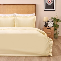 Soft Boho Fırfırlı Çift Kişilik Nevresim Takımı - Bej Renkli