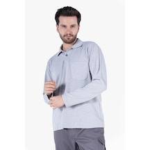 Polo Yaka Sweatshirt Gri Melanj