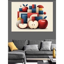 Ahşap Tablo Geometrik Elmalar Modern Sanat Tablosu