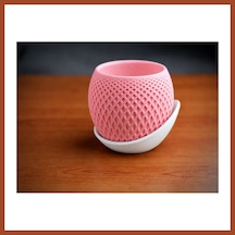 Bezos 3d Baskı Küre Saksı - Kafes Dokulu İki Parçalı Dekoratif Saksı - Pembe-beyaz Pro Standart 40023366
