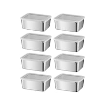 8 Adet 304 Çelik 550 Ml Yemek Meyve Et Buzdolabı Beslenme Saklama Kabı Mt107-8 Altın - Beyaz