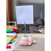 Sevimli Yorgun Pembe Dinozor Temalı Fotoğraf Not Tutacağı Ofis Masası Not Tutucu Hediyelik Pembe