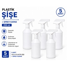 Plastik Şişe + Sprey Kapak 250 Ml 5 Adet