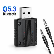 W15 Bluetooth 5.3 2'si 1 Arada Ses Alıcı Verici Rx Tx 3.5mm Aux Usb Adaptör Araç Tv Pc Hoparlör Kulaklık