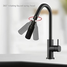 Chuangyinshop Siyah 3 Modlu Su Sıçratmayan Musluk Uzatıcı - Dönen Su Kontrolü Dayanıklı Mutfak Bataryası Siyah