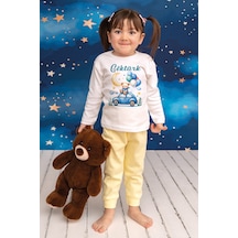 Pia Baby İsme Özel Erkek Çocuk Pijama Takımı %100 Pamuk Penye İsim Baskılı Kişiye Özel Çocuk Pijaması 10562s14pi Krem