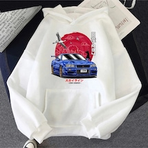 Ilk D Yarış Hoodies Erkek Mazda Nissan Skyline 52 14766 Beyaz Beyaz