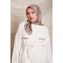 Levidor Noktalı Daireler Baskı Twill İpek Eşarp-0933 Vizon