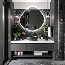 Zynor Beyaz Led'li Lazer Kumlamalı Lavabo & Banyo Aynası Dokunmatik Sensörlü 80 X 80