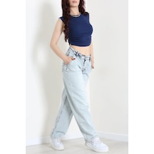 Modi Yan Cep Baggy Kot Pantolon Buzmavi - 32876.2059. Açık  Mavi