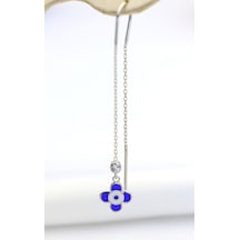 Mineli Çiçek Sallantılı Gümüş Küpe Silver