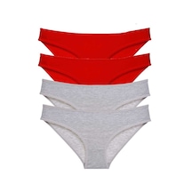 Royaleks 4 adet Eko Set Likralı Kadın Slip Külot Kırmızı Gri RYL-EKO4014 Gri