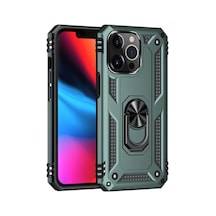 Apple iPhone Uyumlu 14 Pro Kılıf Sofya Yüzüklü Silikon Kapak - Yeşil Bz8683140425517