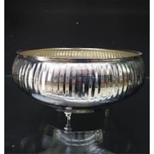 Vz-46 Çizgili Ufo Saksı 10 Cm Boy 23 Cm Çap Dekoratif Modern Şık Saksı Altın