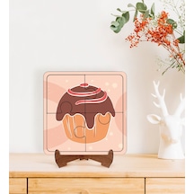 Bk Gift Cupcake Tasarımlı Ahşap Standlı Puzzle Çerçeve-1