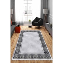 Gri Çerçeveli Kaymaz Tabanlı Makinede Yıkanabilir Halı Ar734n11