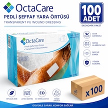 Octacare Su Geçirmez Pedli Şeffaf Pu Film Steril Yara Örtüsü 5cm 7,5cm 100 Adet