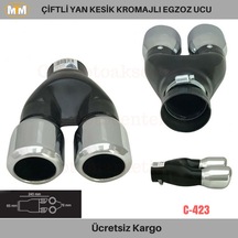 Carmind Çiftli Yan Kesik Kromajlı Egzoz Ucu C-423