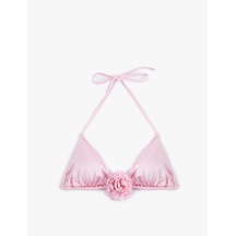 Koton Gül Aplike Detaylı Üçgen Bikini Üstü Pembe 5sak10177mm