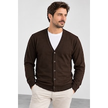 Bihan Store Erkek V Yaka Önü Düğmeli Hırka 7806-kahve