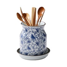 Seramik Çatal Bıçak Tutucu, Tepsili Mavi Ve Beyaz Çatal Bıçak Kavanozu, Mutfak Saklama Alanı, Hayvan Dekorasyonu -