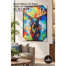 5 Adet Yağlı Boya Duvara Asmalı Pano Duvar Dekoru Ve Asma Tablo, Oil Painting Wall Art, 90 X 60 Cm