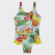 Kız Çocuk Tropic Desenli Mayo Çok Renkli