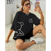 Kozia Outdoors Malkoçbey Korsan Ayı Baskılı Oversize Unisex Basic T-şihirt Siyah SIYAH