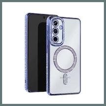 Bezos Samsung Galaxy A35 5g Uyumlu Joke Simli Magneticsafe Kılıf - Mavi Ventra